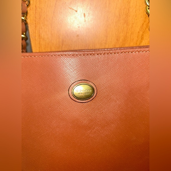 Coach Peyton Brown Saffiano Leather Chain Shoulder Bag - Picture 4 of 12